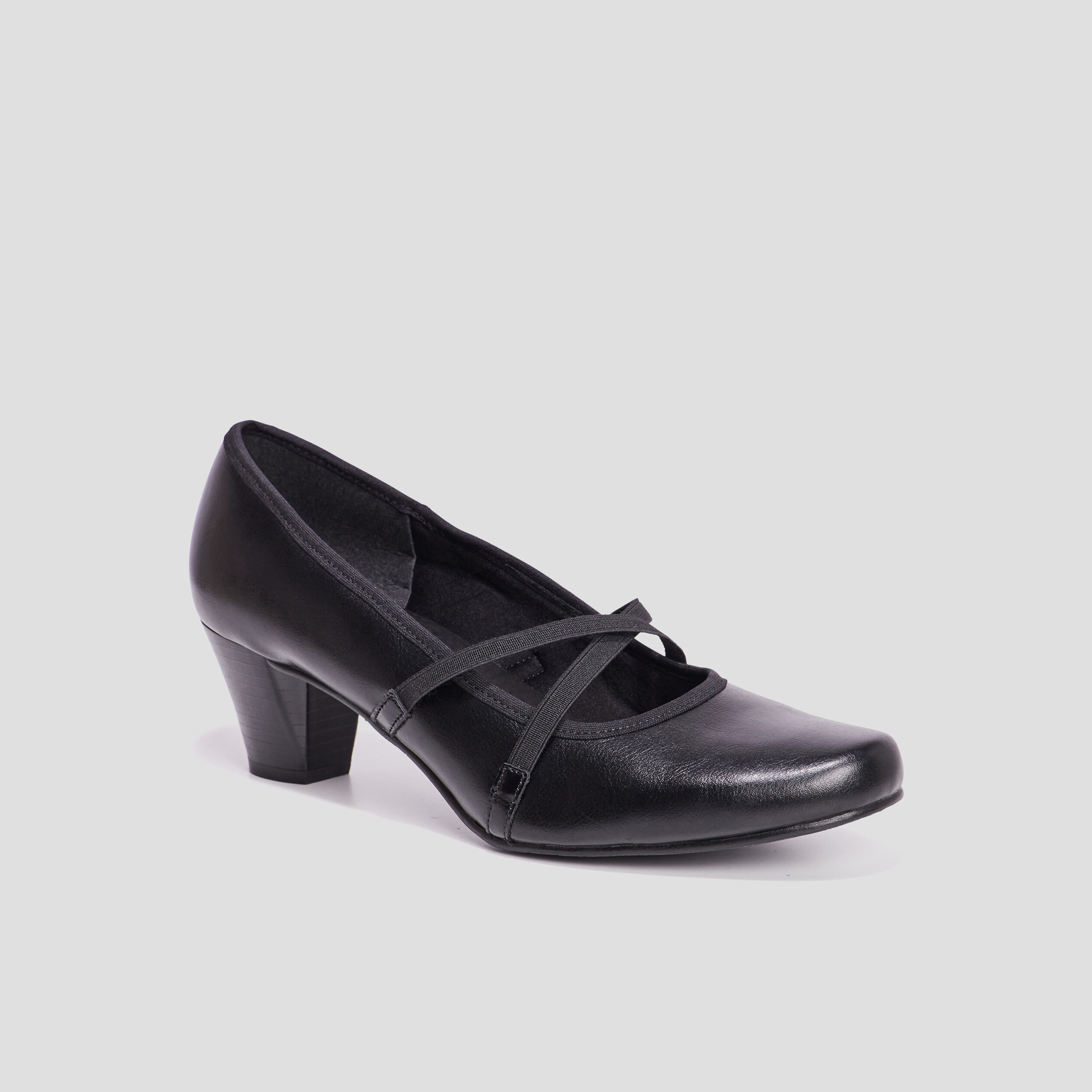 Escarpins confort à talons en cuir noir femme | La Halle