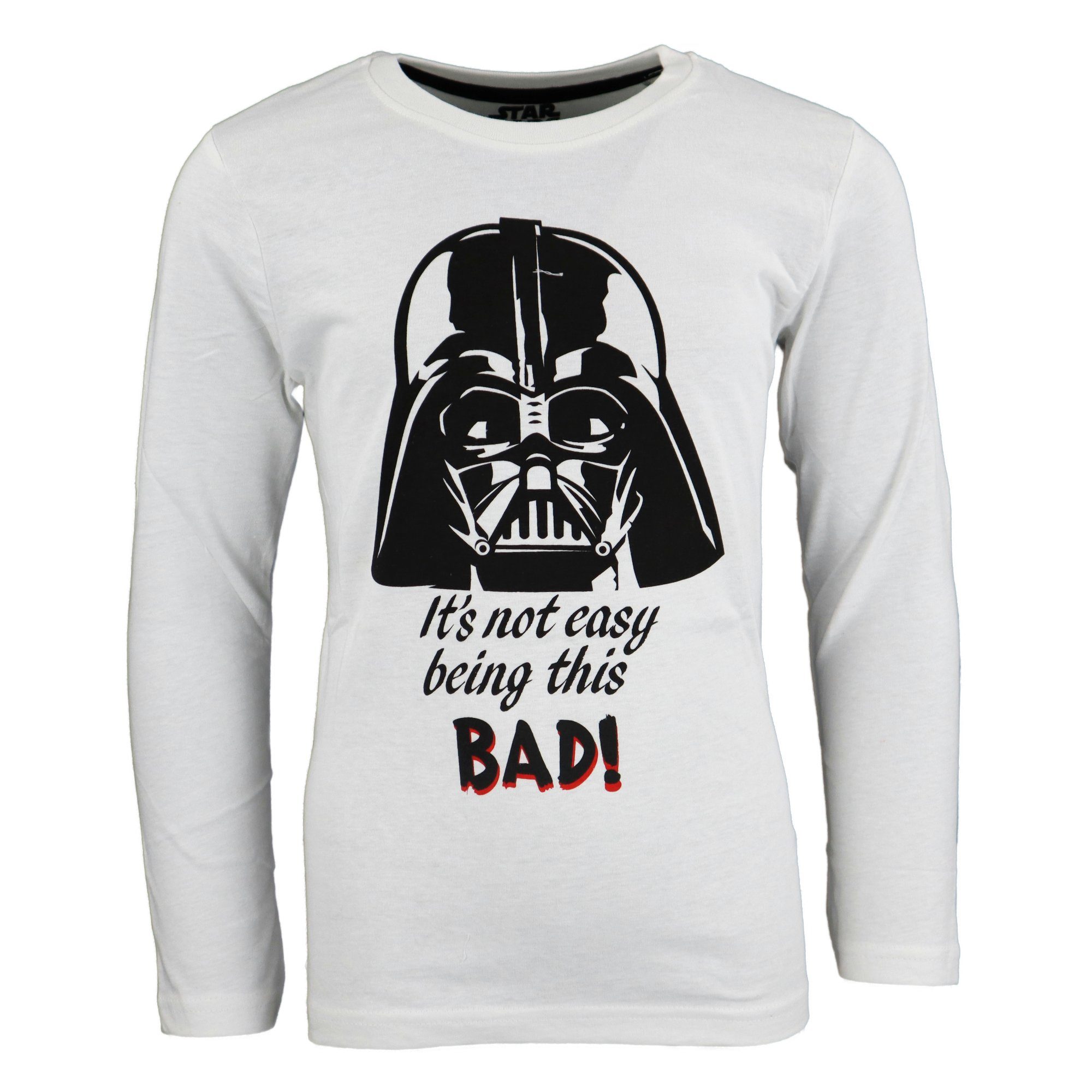 Schlafanzug Star Wars Darth Vader Jungen langarm Pyjama 134 - 164 Weiß Grau