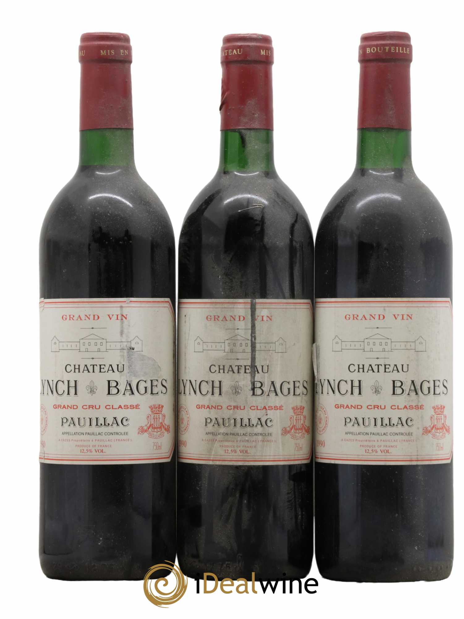 Château Lynch Bages 5ème Grand Cru Classé  1990 - Lot de 3 Bouteilles
