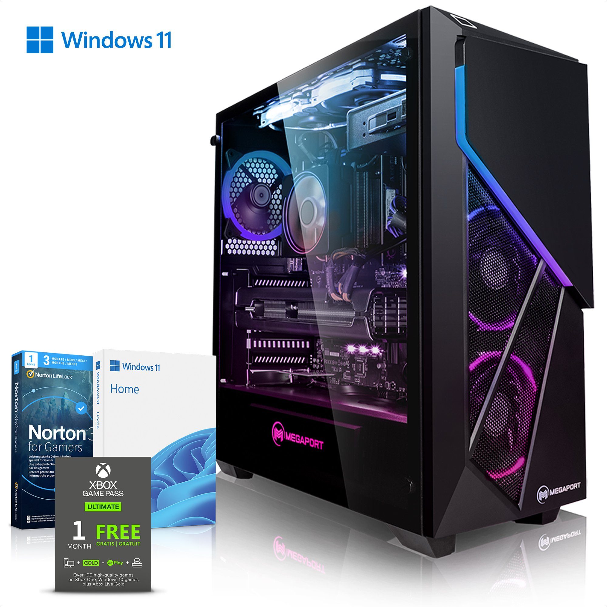 Megaport Gaming-PC (Intel Core i7-11700F 8x2,50 GHz 11700F, GeForce RTX4060Ti, 32 GB RAM, 1000 GB SSD, Windows 11, WLAN)