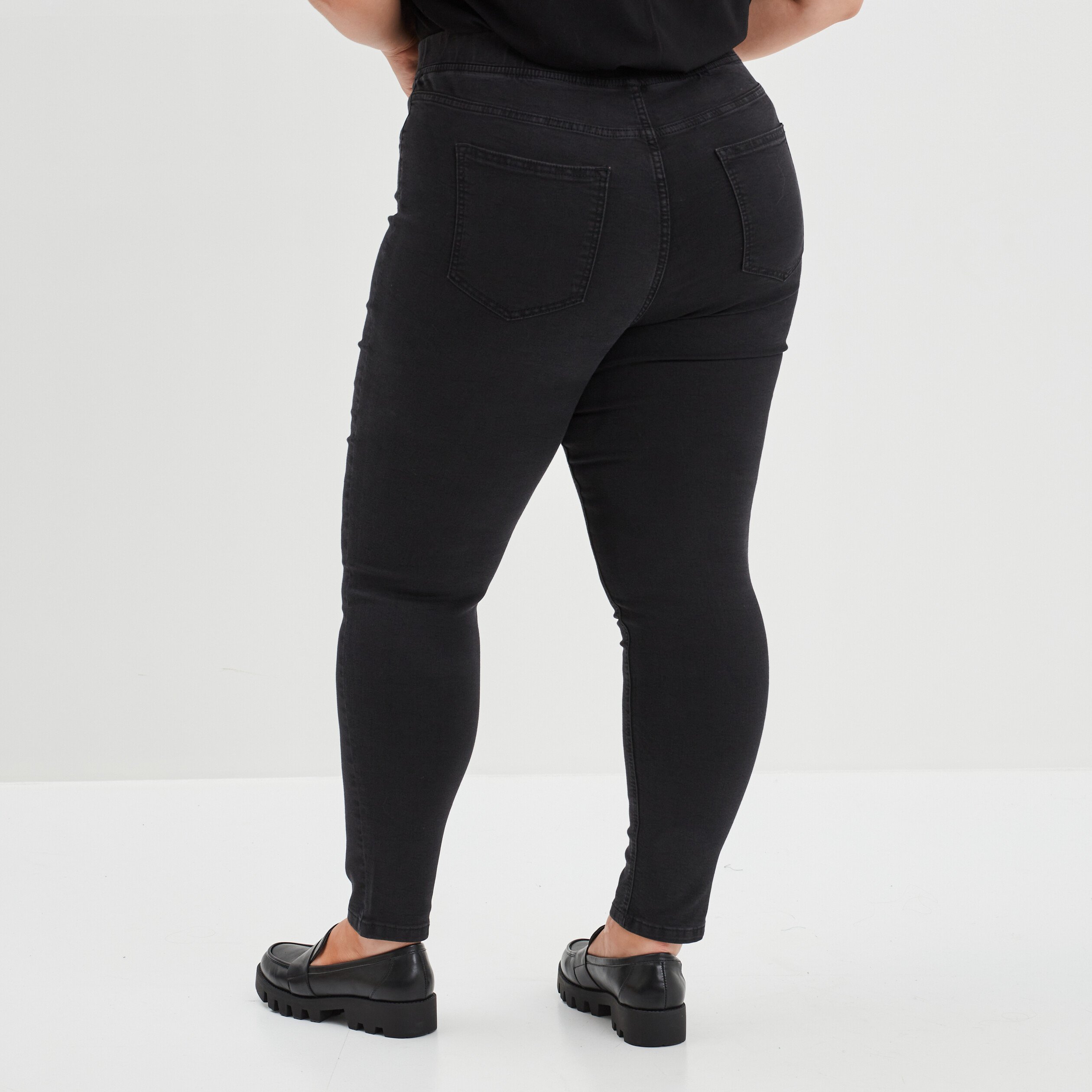 Jegging taille haute matière recyclée denim noir femme grande taille | La Halle