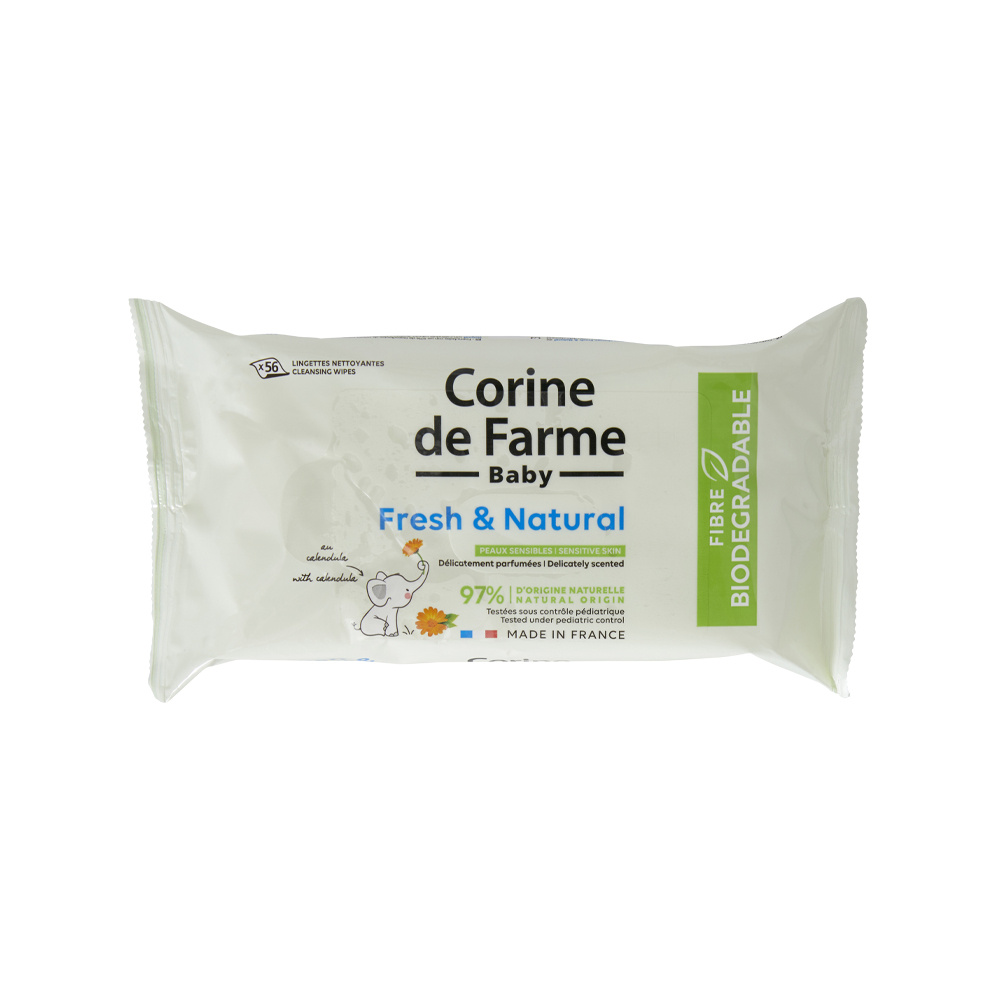 corine de farme Lingettes change Fresh&Natural x56 (fibres biodégradables) Lingettes Bébé