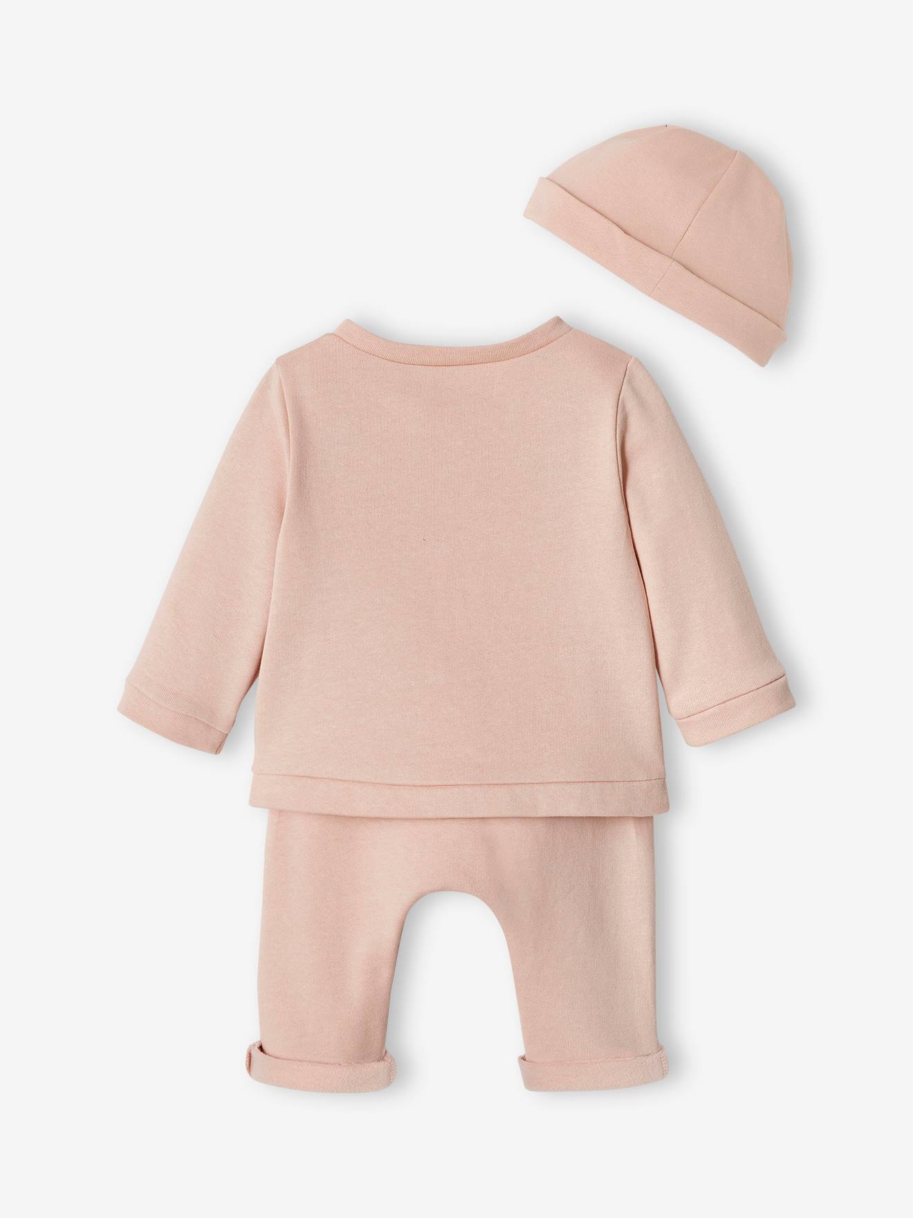 Vertbaudet 3-teiliges Baby-Set für Neugeborene, Sweatware - beige meliert