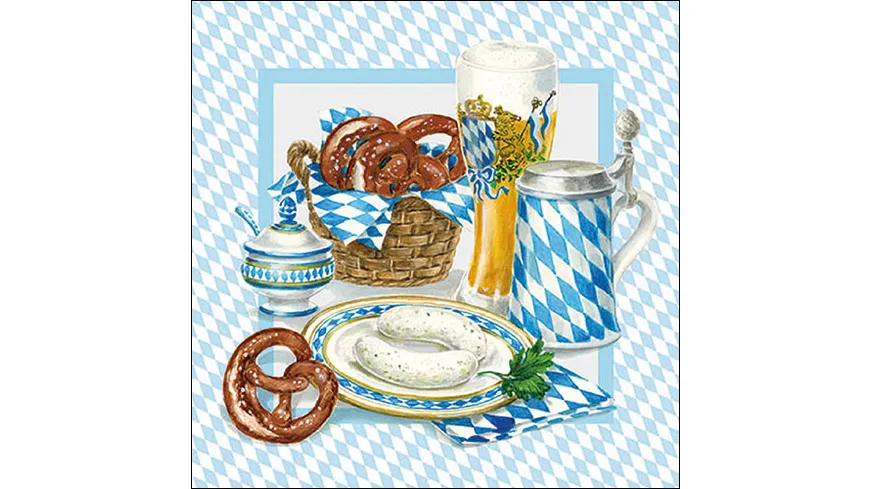 Ambiente Servietten Weißwurst 33x33cm blau, weiß