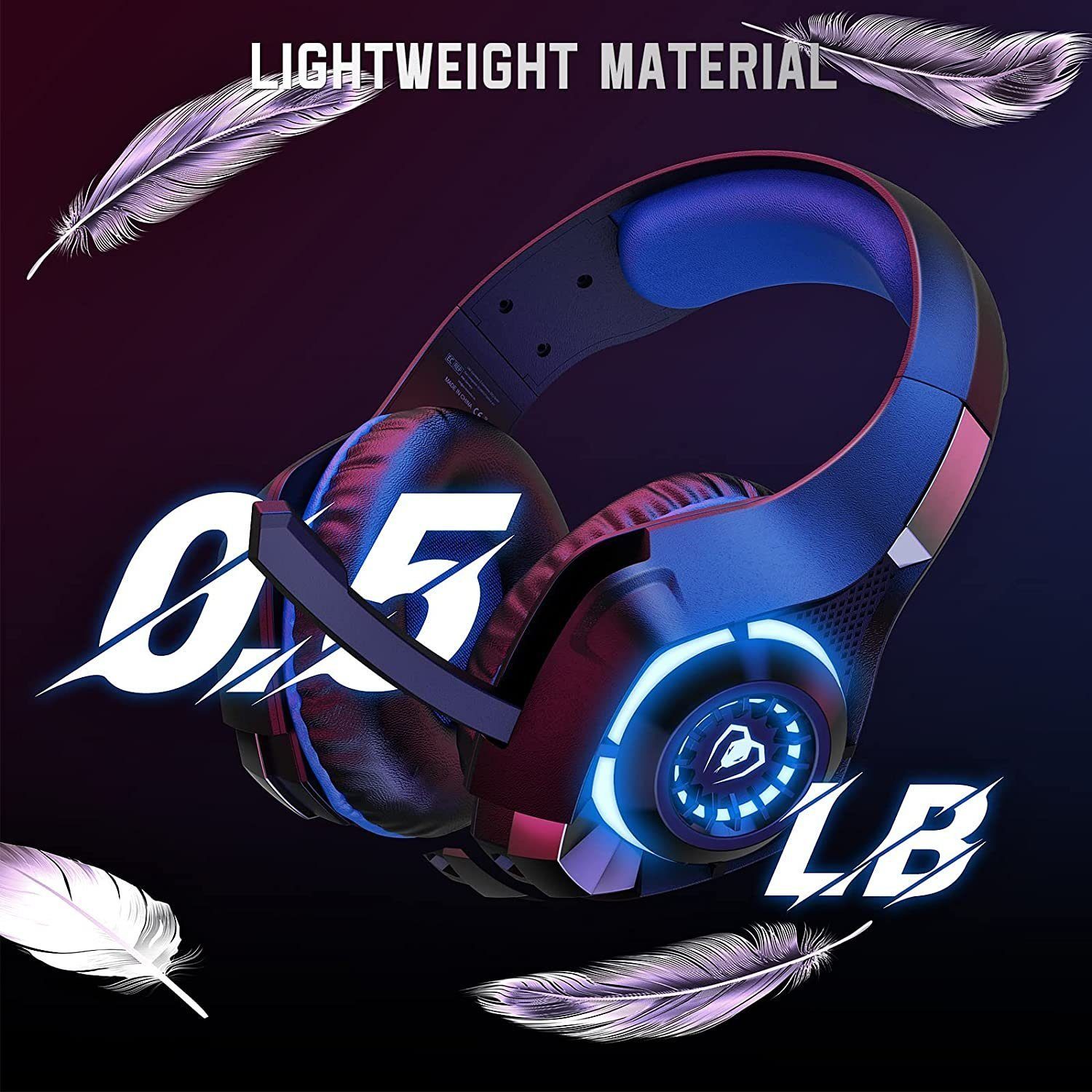 Haiaveng Gaming Headset für PS4 PS5 PC Xbox Series Gaming-Headset (3.5 mm Deep Bass Stereo Surround Sound PS4 Headset)