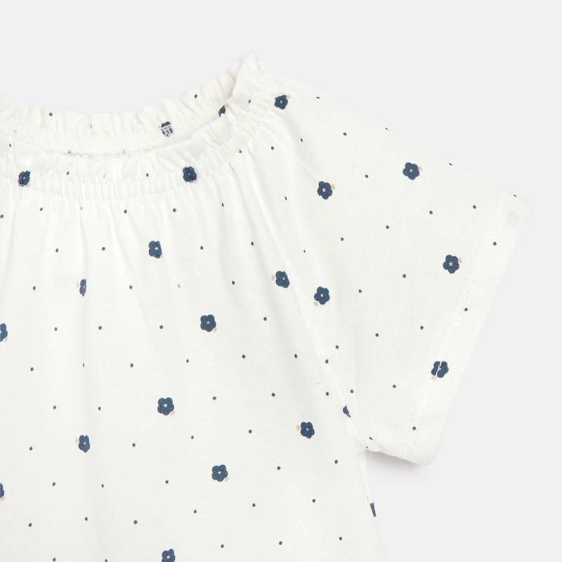 T-shirt col élastiqué rose bébé fille
