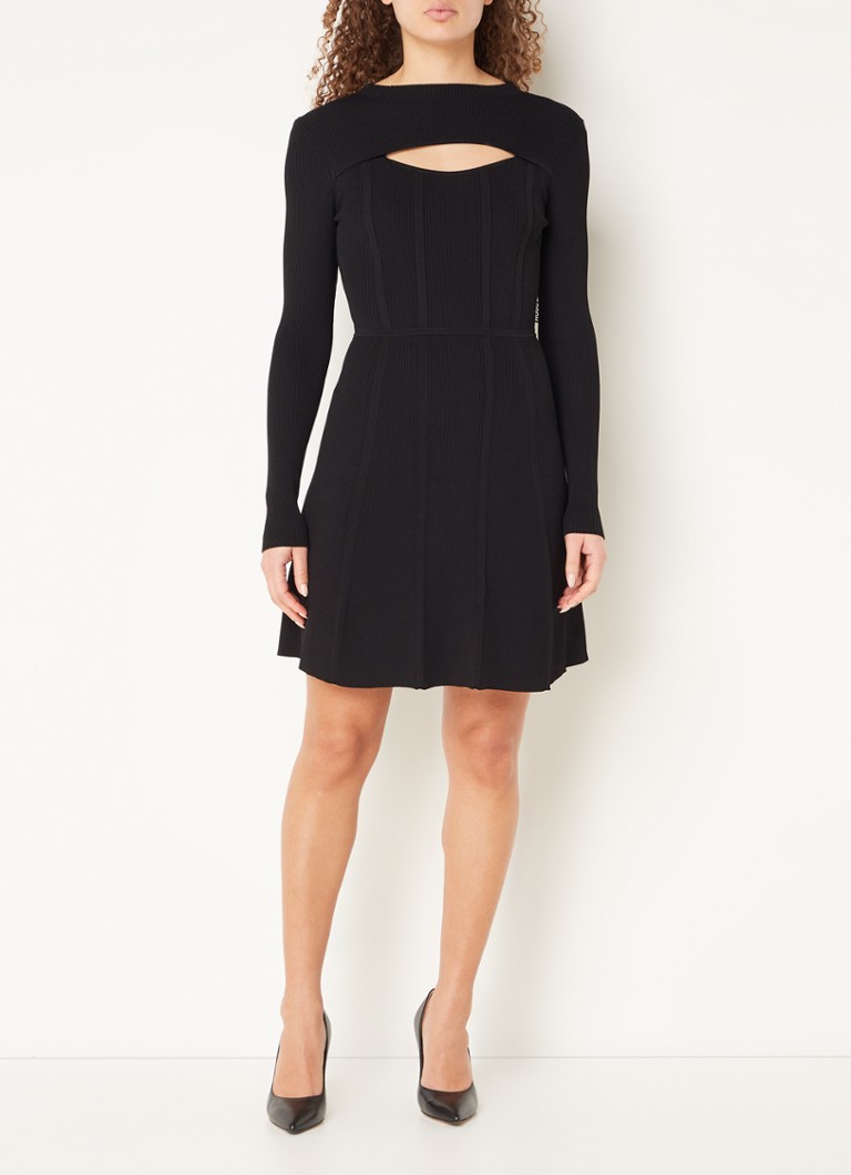 Rochie scurtă Hugo Boss Sorsety cu textură striată și detalii perforate.
