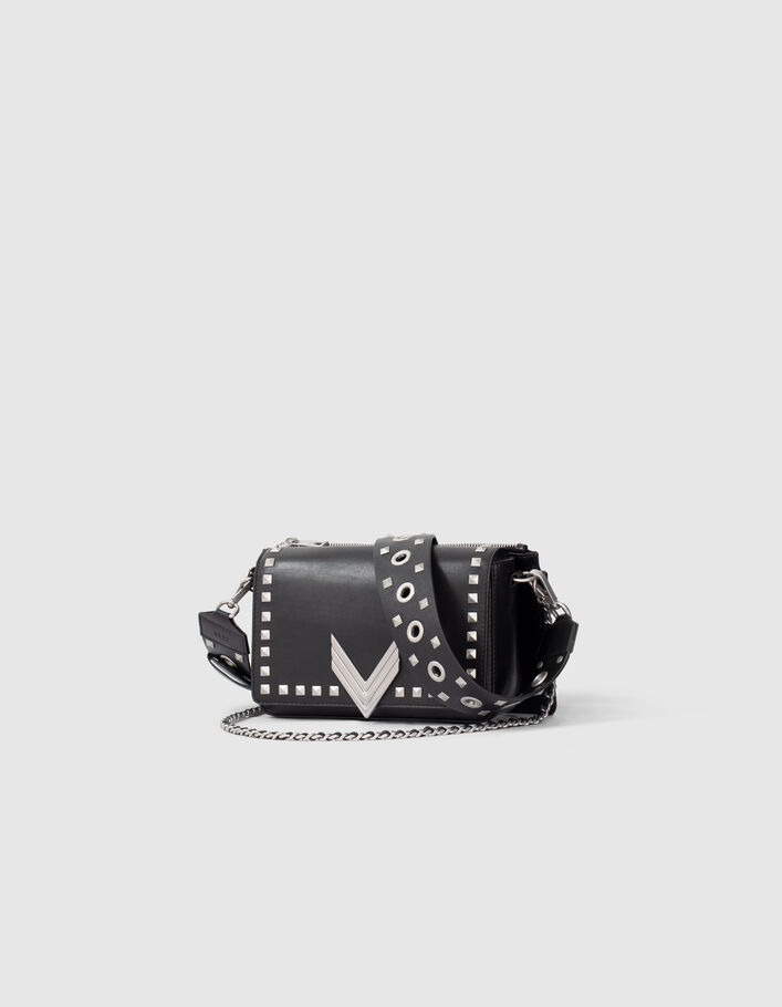 Le sac 111 Janis cuir d'agneau noir rock femme