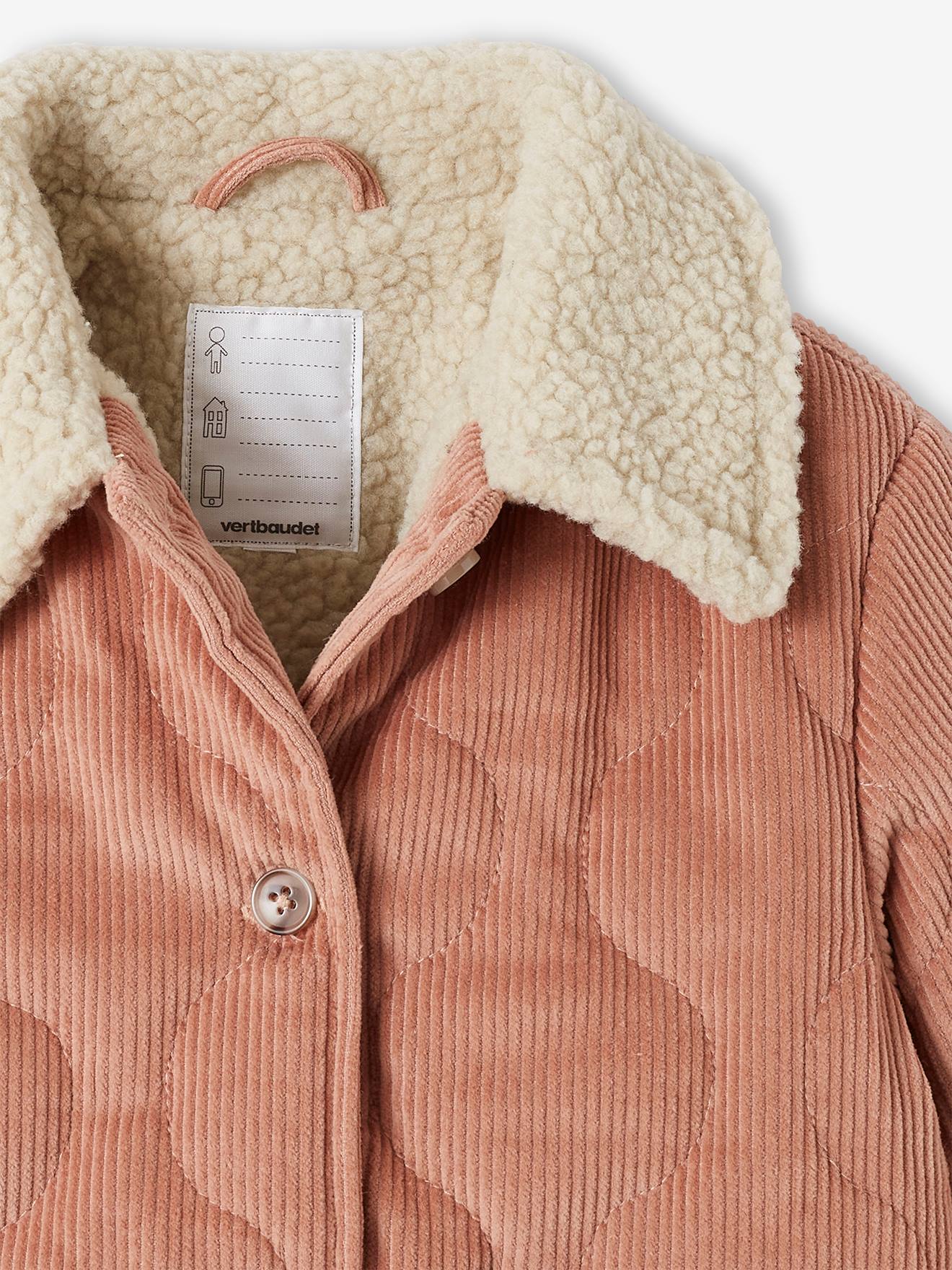 Vertbaudet Mädchen Cordjacke mit Fleecefutter - blush