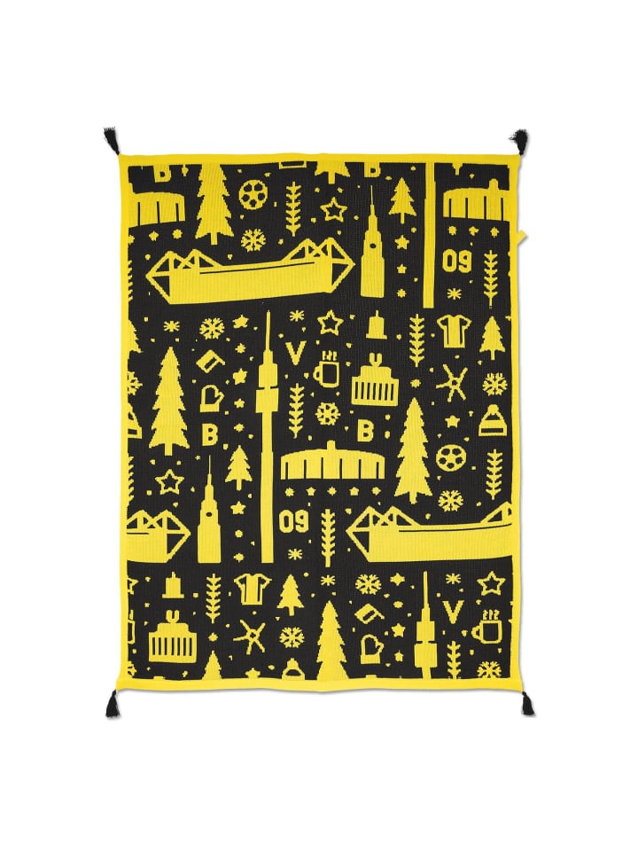 BVB BVB Strickdecke in schwarzgelb günstig kaufen 130 x 170 cm