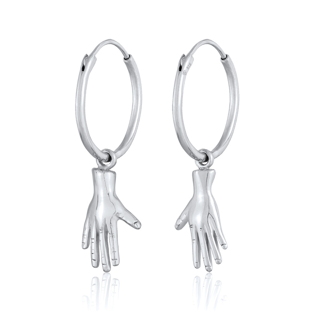Elli Elli Boucles d'Oreilles Femmes Créoles main symbole en Argent Sterling 925 Boucles d'oreilles
