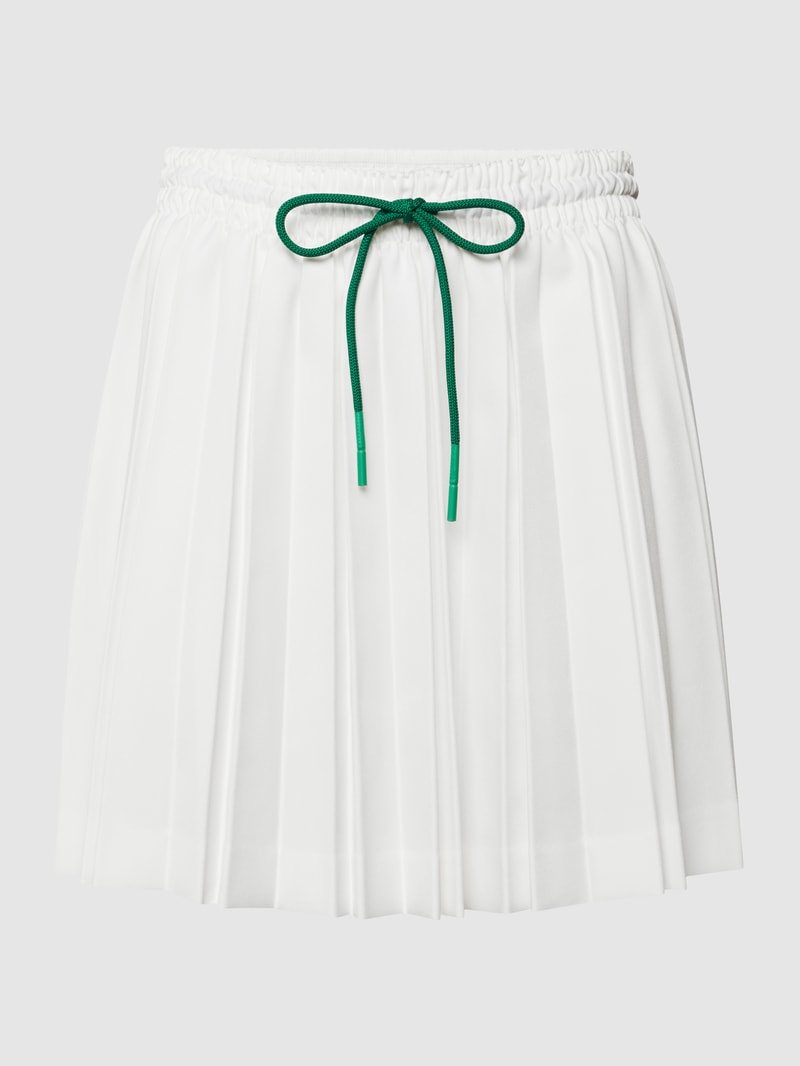 Faltenrock mit Logo-Stitching in offwhite