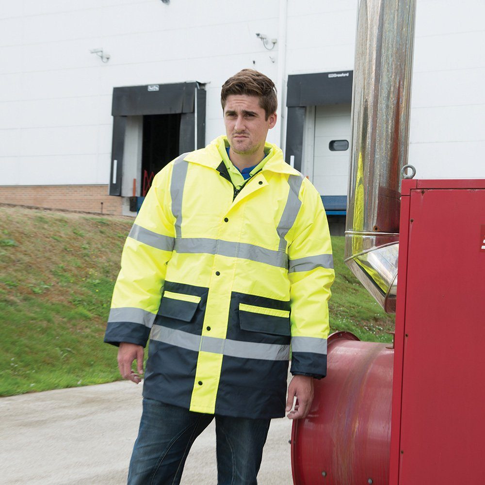 Silverline Arbeitsjacke Warnschutzjacke XL neongelb Hi-Vis EN20471 Klasse 3