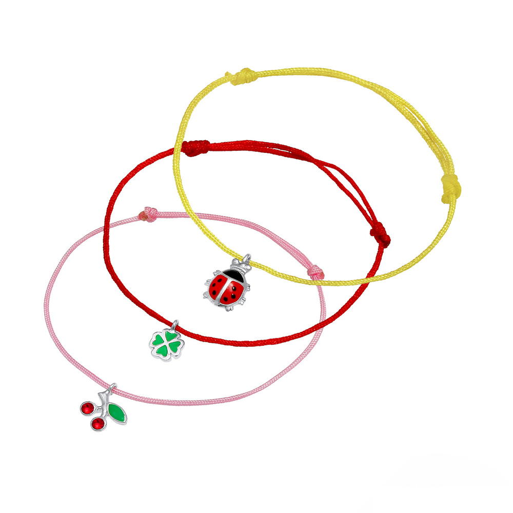 Elli Elli Bracelet Ensemble pour enfants coccinelle Clover Leaf Cherry Set Cute Colorf Bracelet