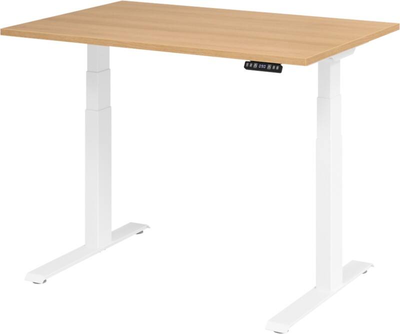 Hammerbacher Sitz-Steh-Arbeitsplatz XDKB12 1.200 x 800 x 1.290 mm Eiche, Weiß