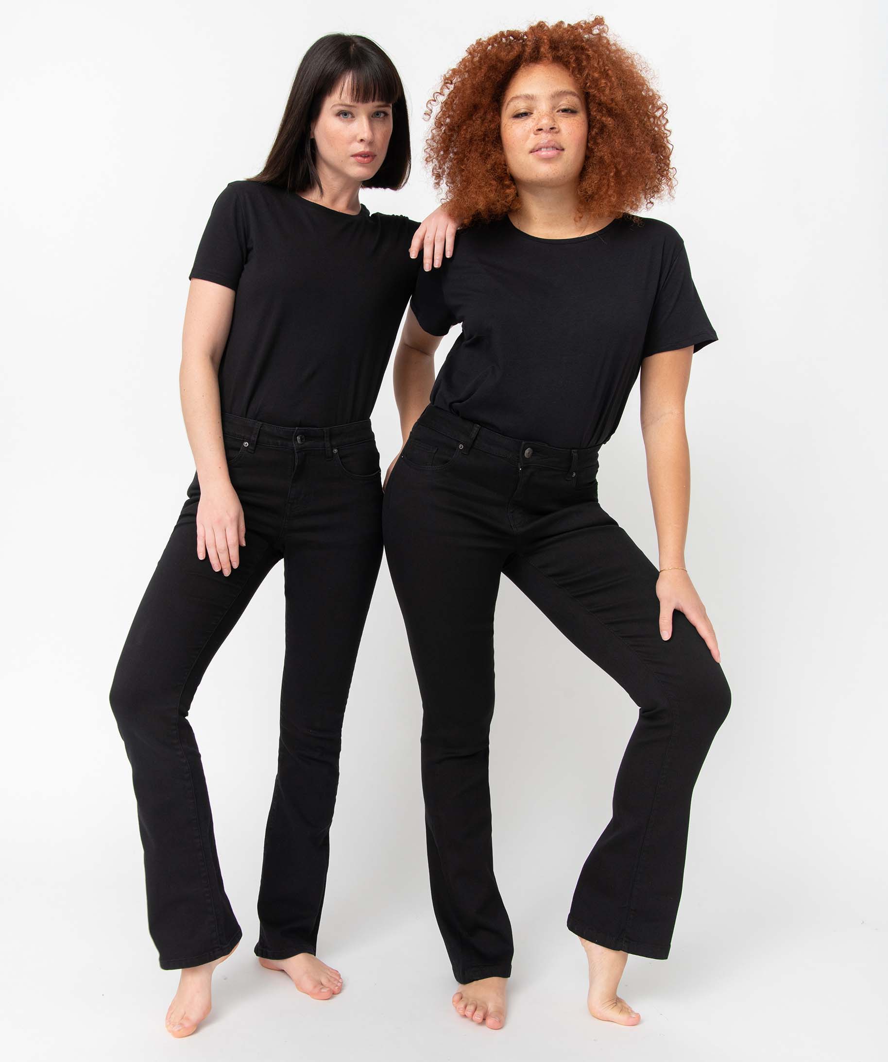 Jean femme coupe Bootcut noir | GEMO