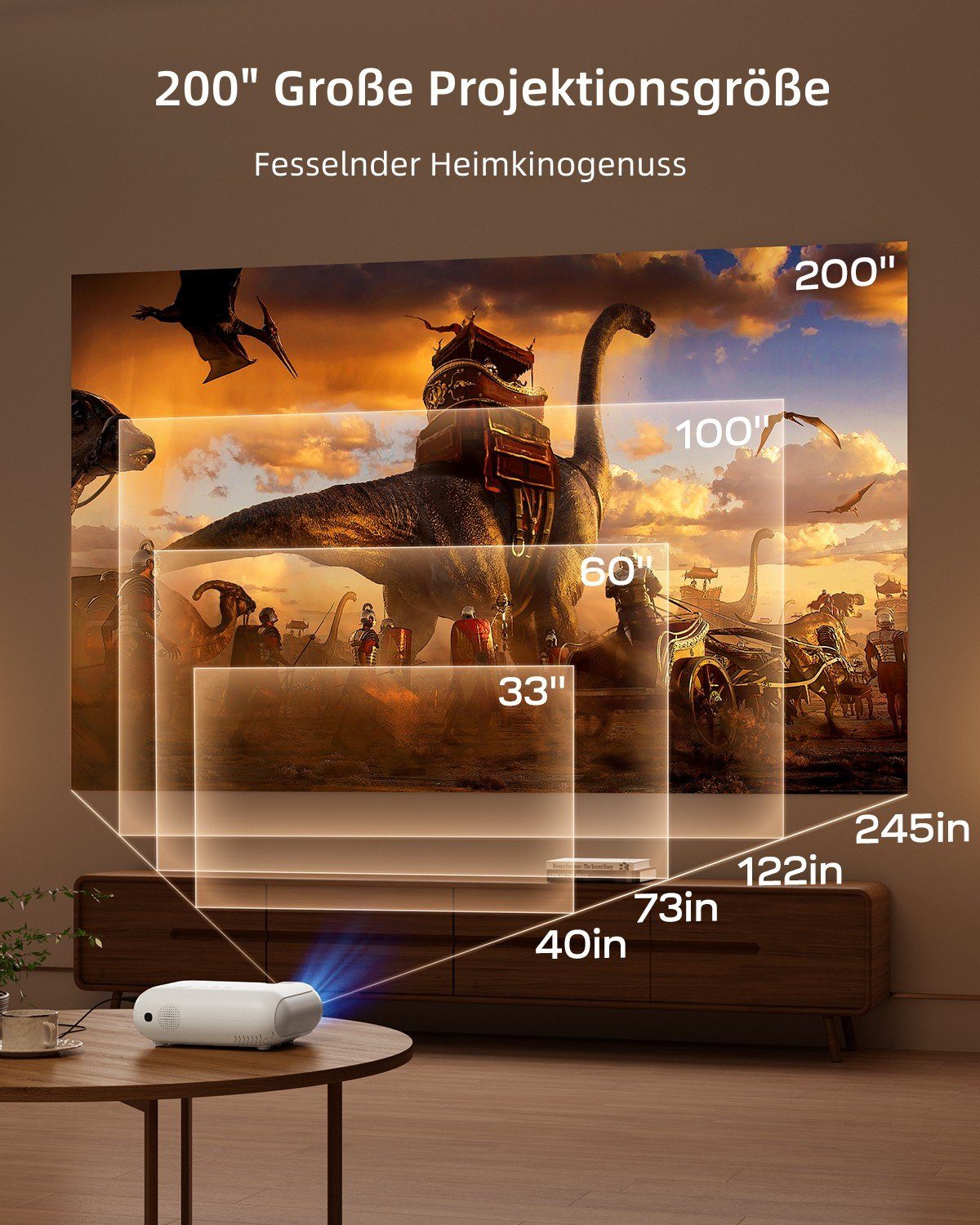 Yoton 450ANSI-Lumen, 1920x1080 px, 5G Beamer (Wird mit Netflix/Prime Video/YouTube-Software geliefert, Dolby-Sound)