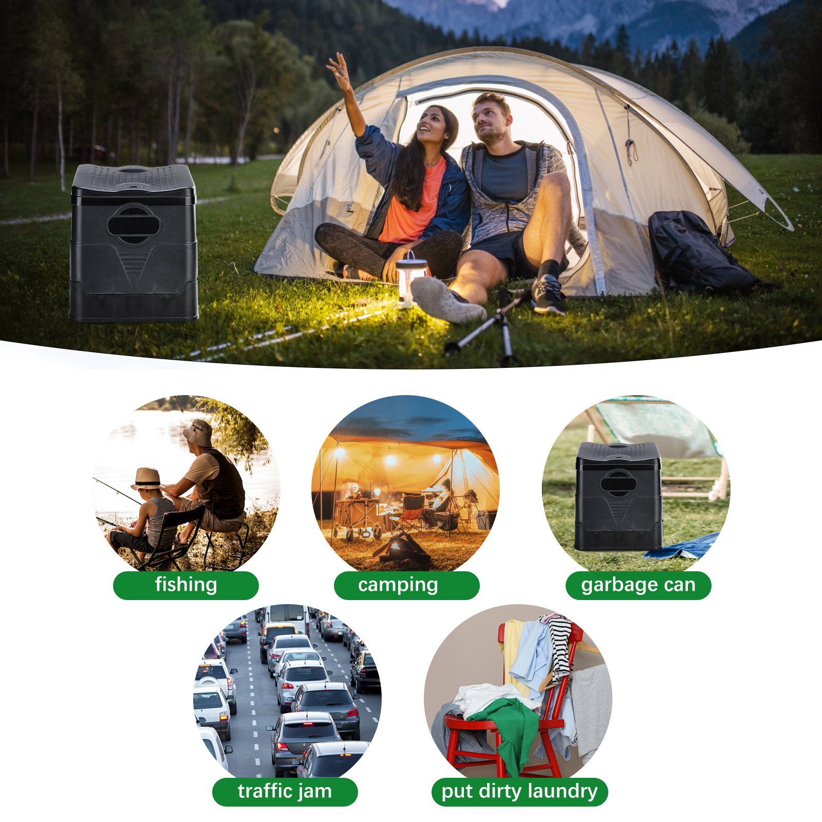 SEEZSSA Campingtoilette Mobile Klapptoilette Mit Reißfest,Flüssigkeitsdicht, Trockentrenntoilette,Einfache Montage,150 KG Belastbarkeit