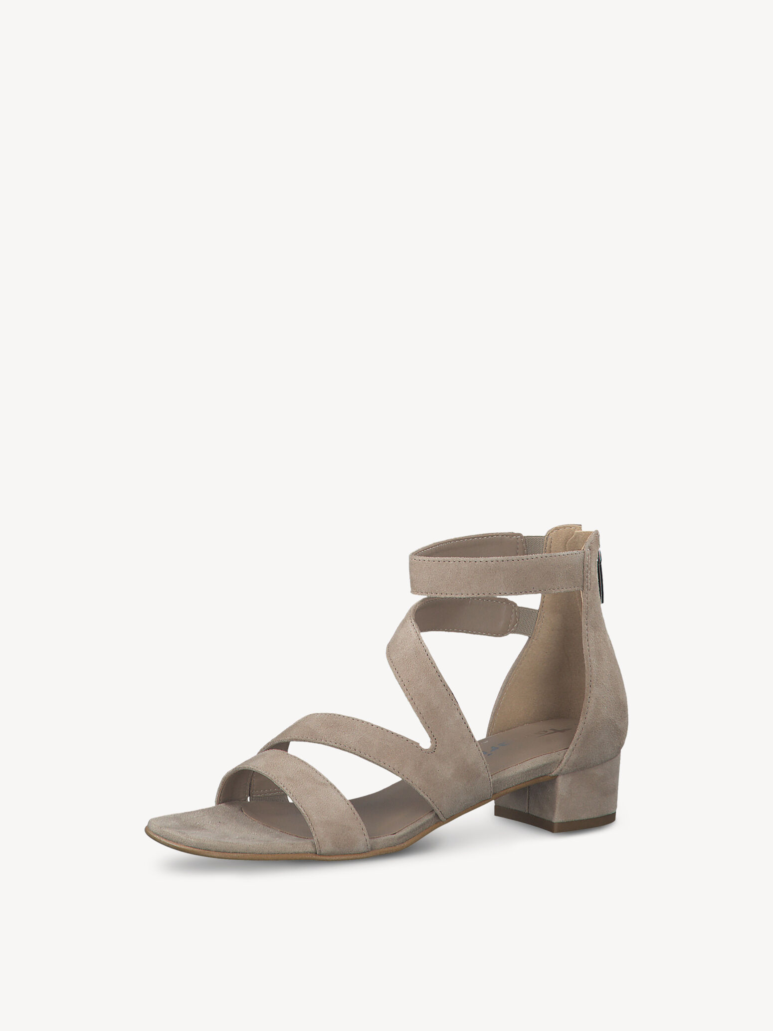 Sandale à talon en cuir - beige