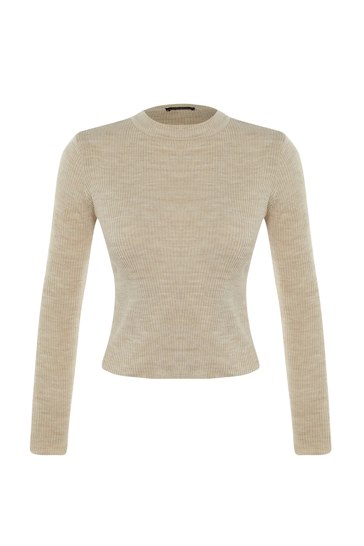 Trendyol Collection  Steinfarbener Basic-Strickpullover mit Kordelzug TWOAW22KZ1708