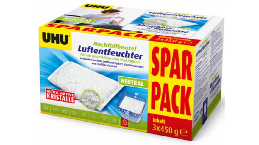 UHU Luftentfeuchter Nachfüllbeutel Sparpack 1350 g