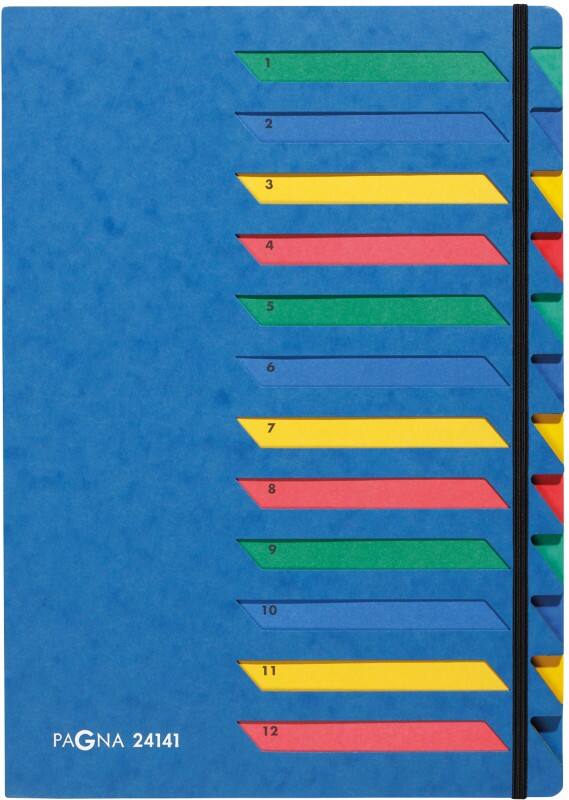 PAGNA Ordnungsmappe DIN A4 Blanko Pressspan 12-teilig Blau 2414102 12-teilig 23 (B) x 1 (T) x 32 (H) cm