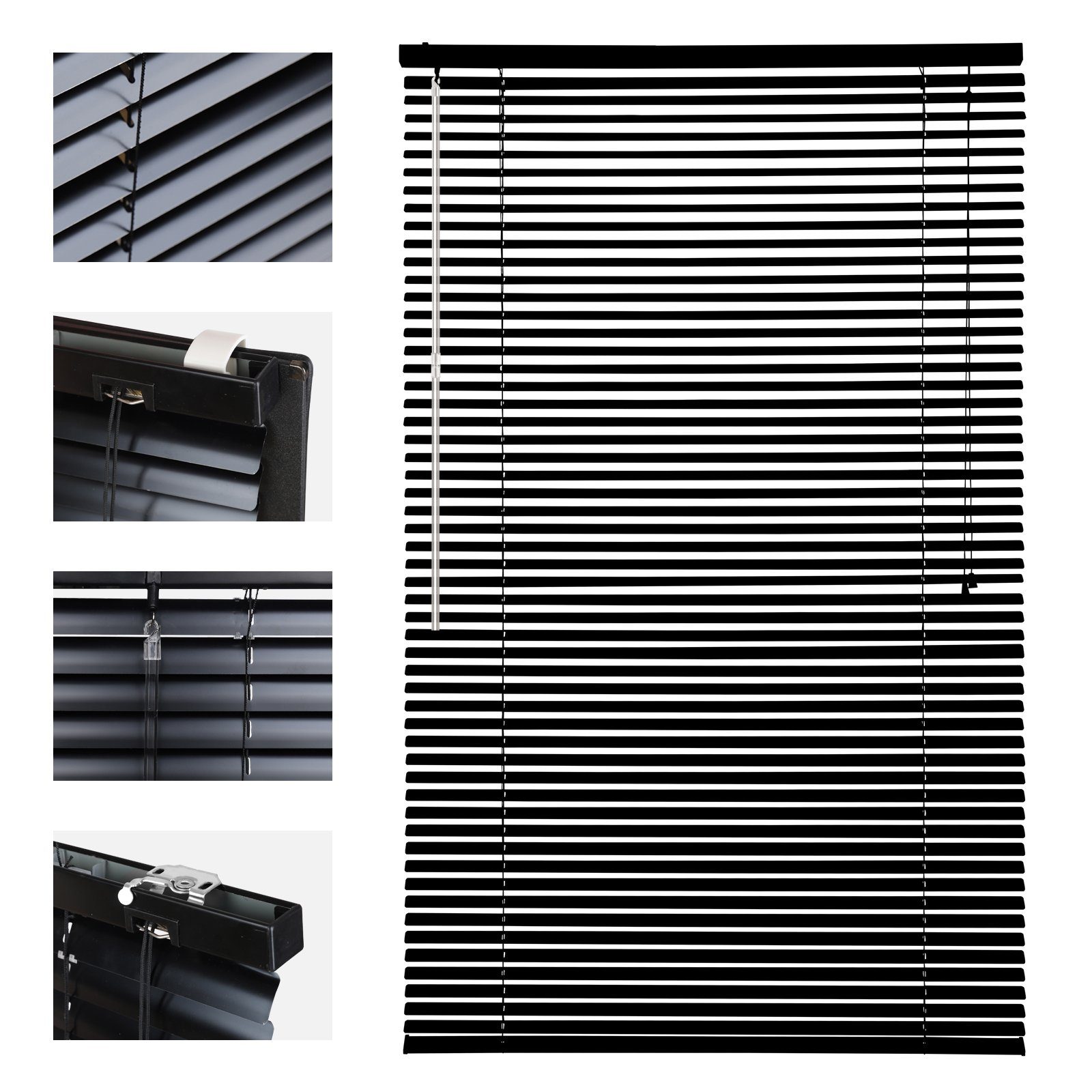 Jalousie Aluminium-Jalousie ohne Bohren, Klemmfix-Jalousie für fenster, Sekey, freihängend, 25mm Alu-Lamellen, mit Bohren, inklusive Montagematerial