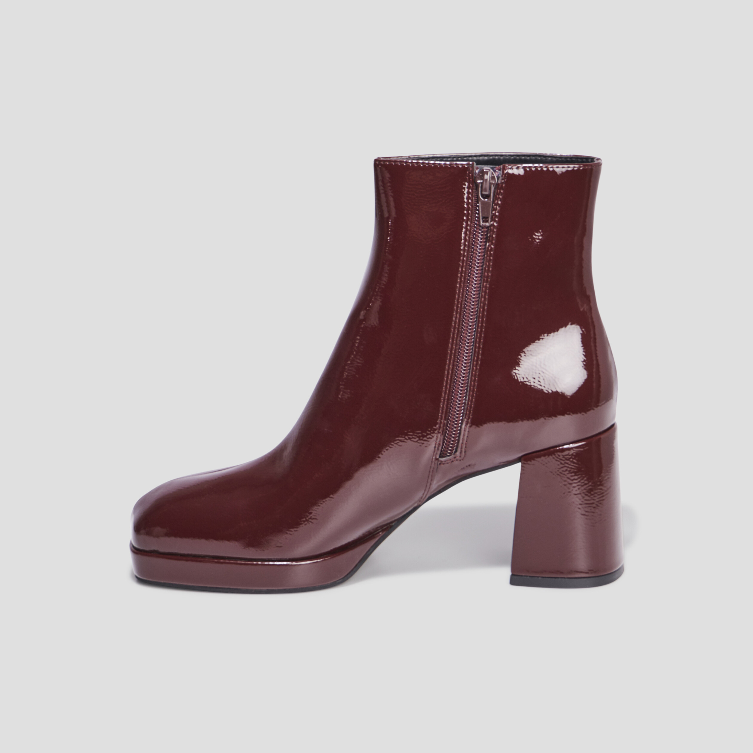 Bottines plateformes vernies à talons bordeaux femme | La Halle
