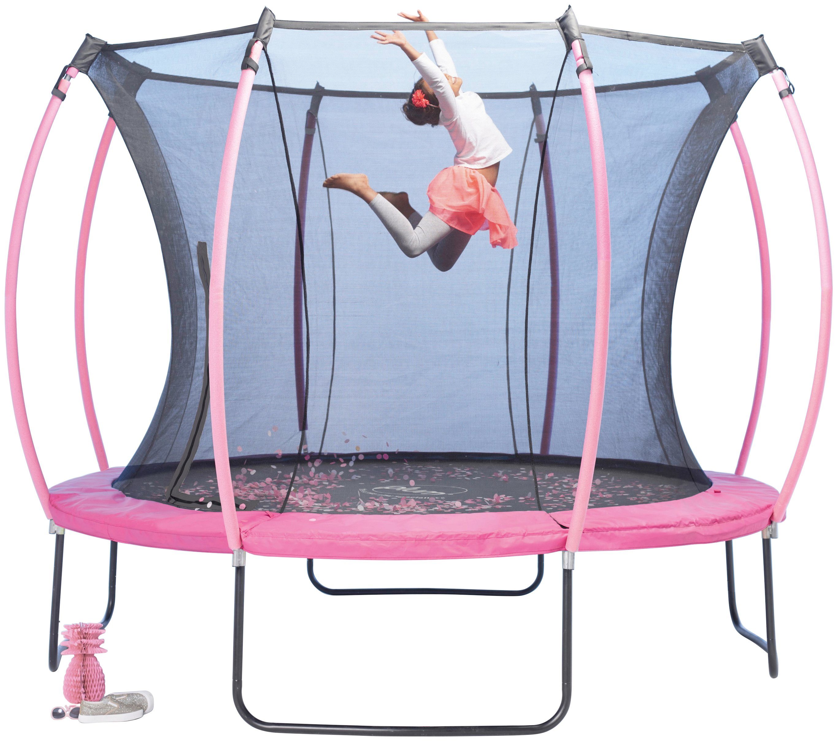 plum Gartentrampolin Springsafe Colours, 305 cm mit Sicherheitsnetz, pink
