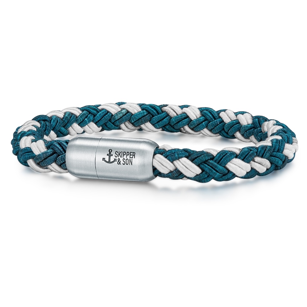 Skipper & Son Bracelet en acier inoxydable Nylon en Bleu Bracelet