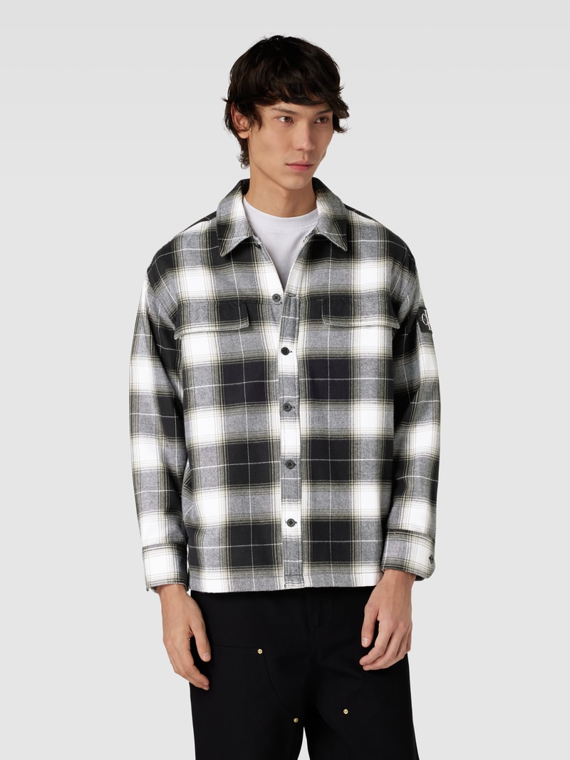 Hemdjacke mit Tartan-Karo Modell 'CHECK' in black