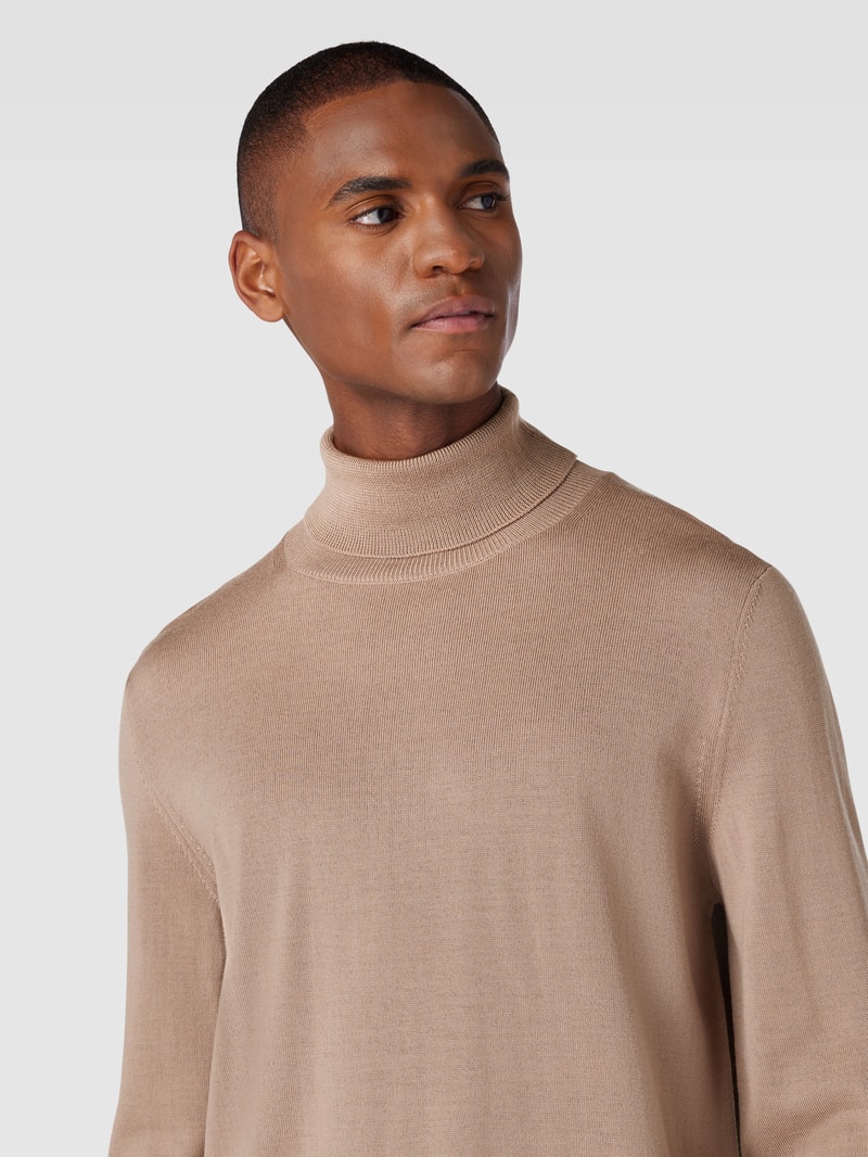 Rollkragenpullover aus Schurwolle Modell 'Donte' in beige