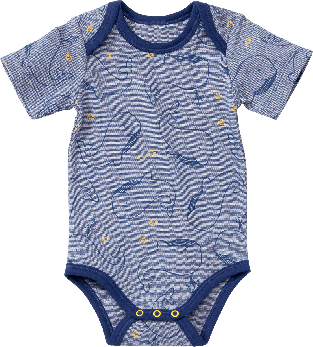 Body Kurzarm mit Wal-Muster, blau, Gr. 86/92, 1 St