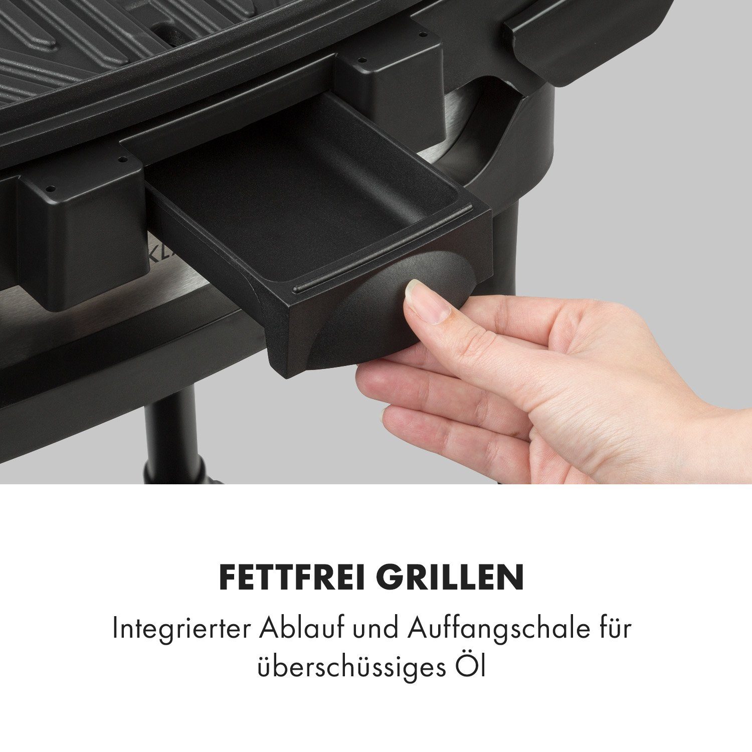 Klarstein Kontaktgrill Gatsby, 2000 W, große Seitentische, Grillplatte mit Antihaft-Beschichtung