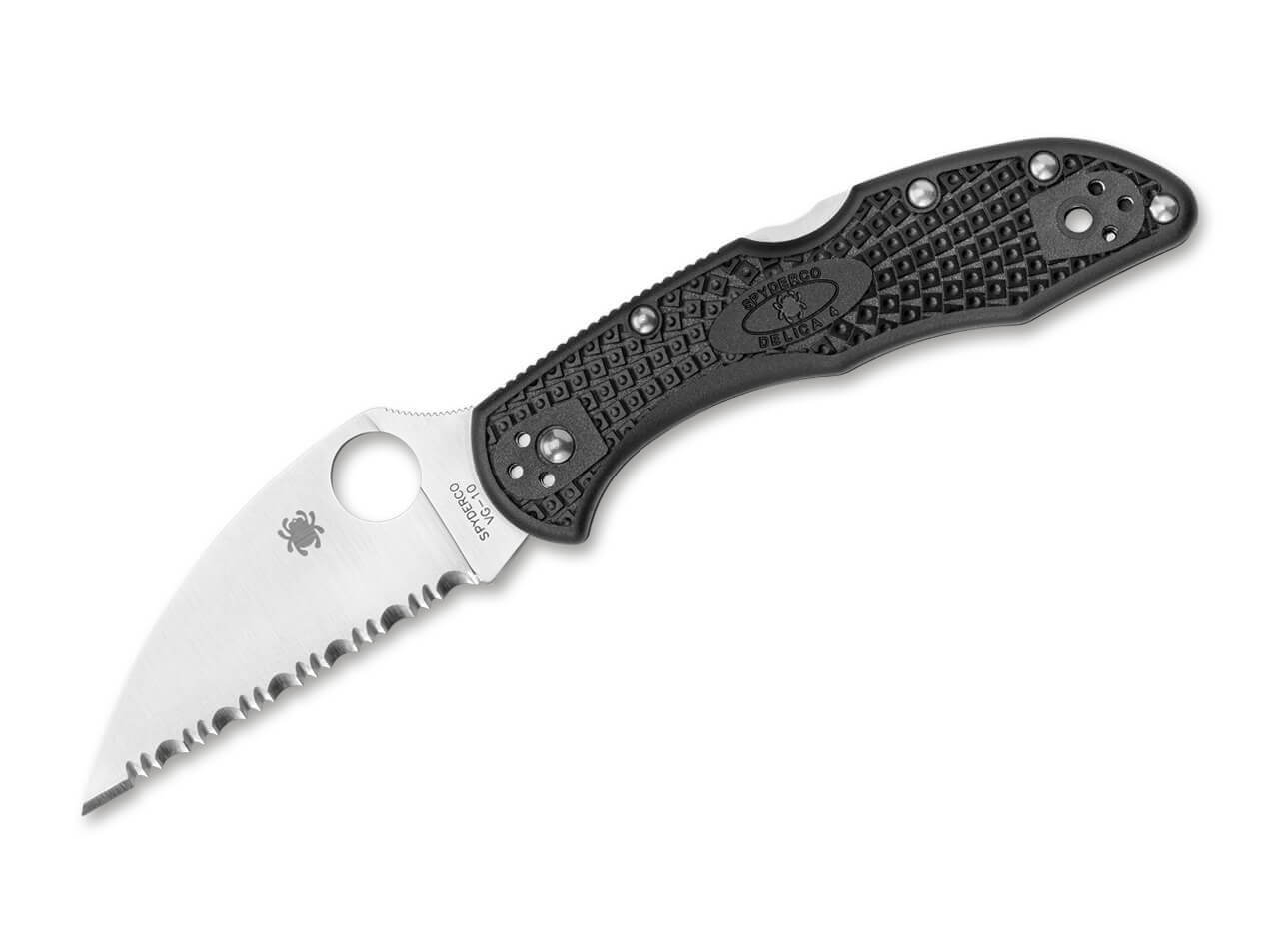 Delica 4 Lightweight Flat Ground Black Wharncliffe Serrated