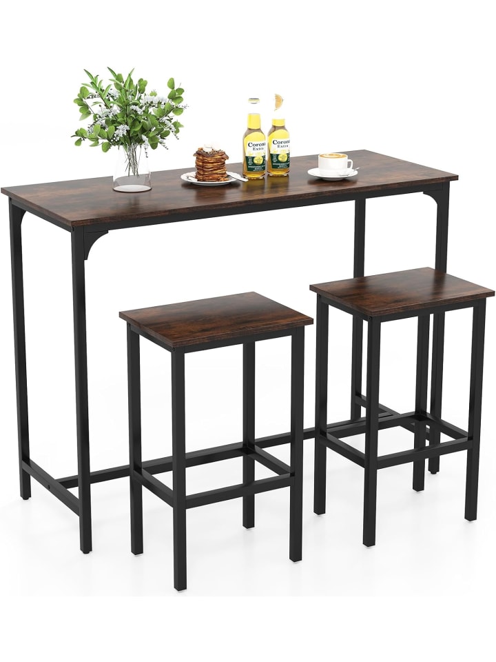 COSTWAY Bartisch mit Barhocker Set in Braun günstig kaufen onesize