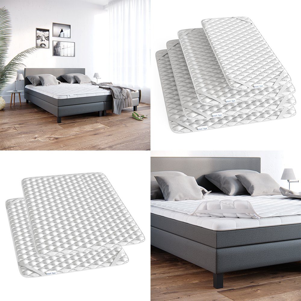 Matratzenschutzbezug Topper Matratzenschoner Auflage 160x200 weiß Baumwolle VitaliSpa®