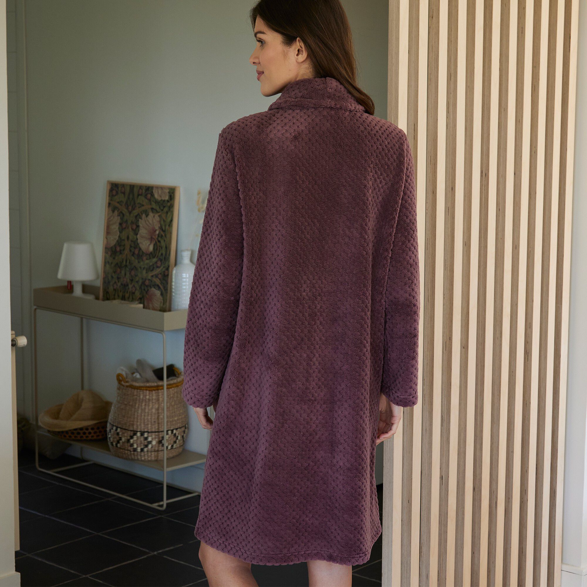 Robe de chambre maille polaire col châle