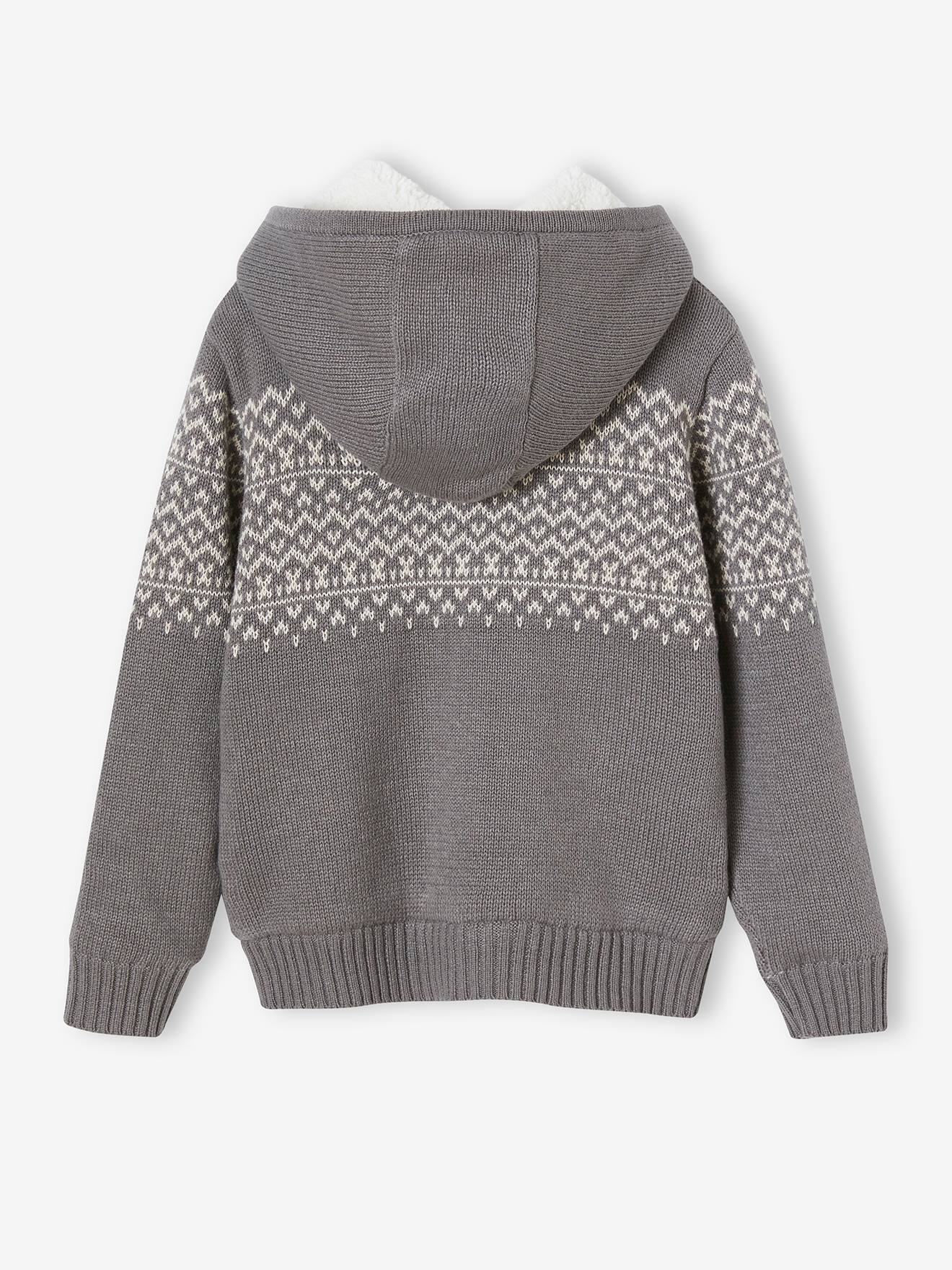 Vertbaudet Gefütterte Jungen Strickjacke - grau meliert
