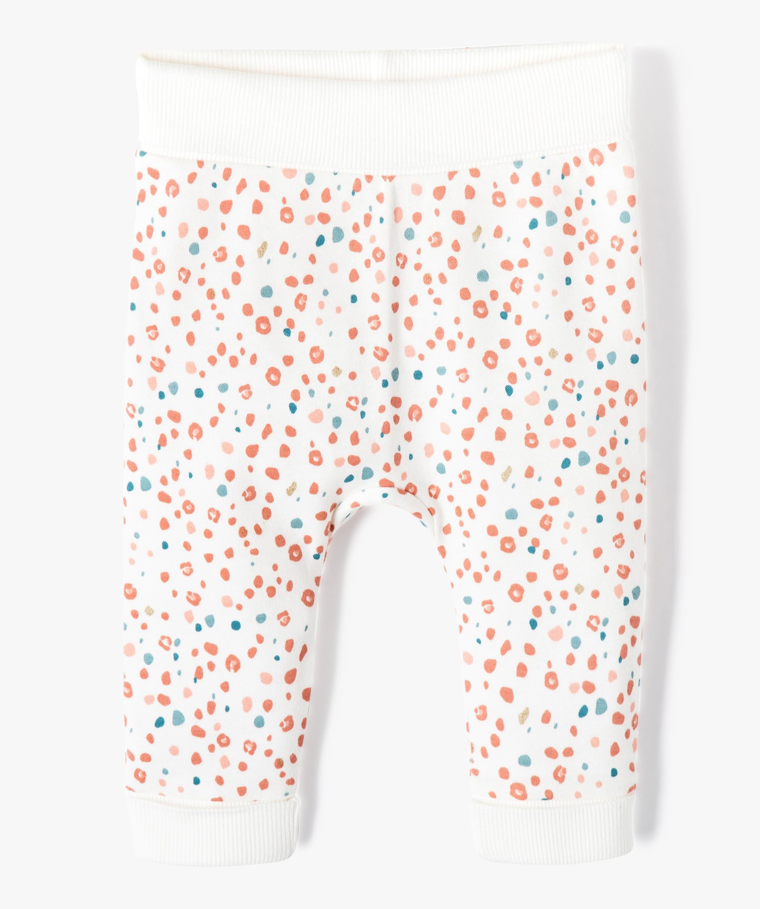 Pantalon souple en maille coton stretch bébé fille ecru | GEMO