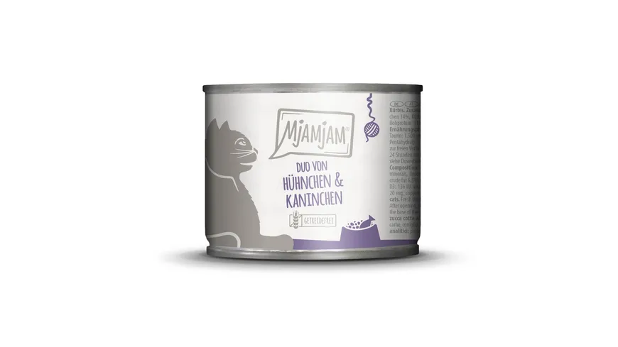 MjAMjAM Katzennassfutter DUO von saftigem Hühnchen & Kaninchen an gedämpftem Kürbis 200 g