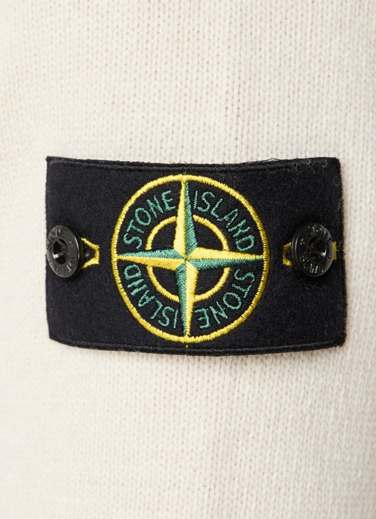 Stone Island 508A3 wool blend fine knit sweater with logo