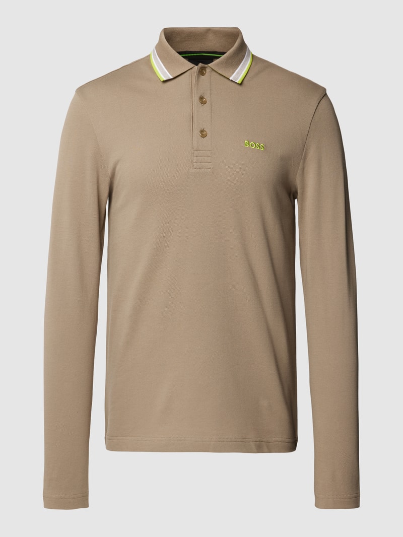 Poloshirt mit Kontraststreifen Modell 'Plisy' in khaki