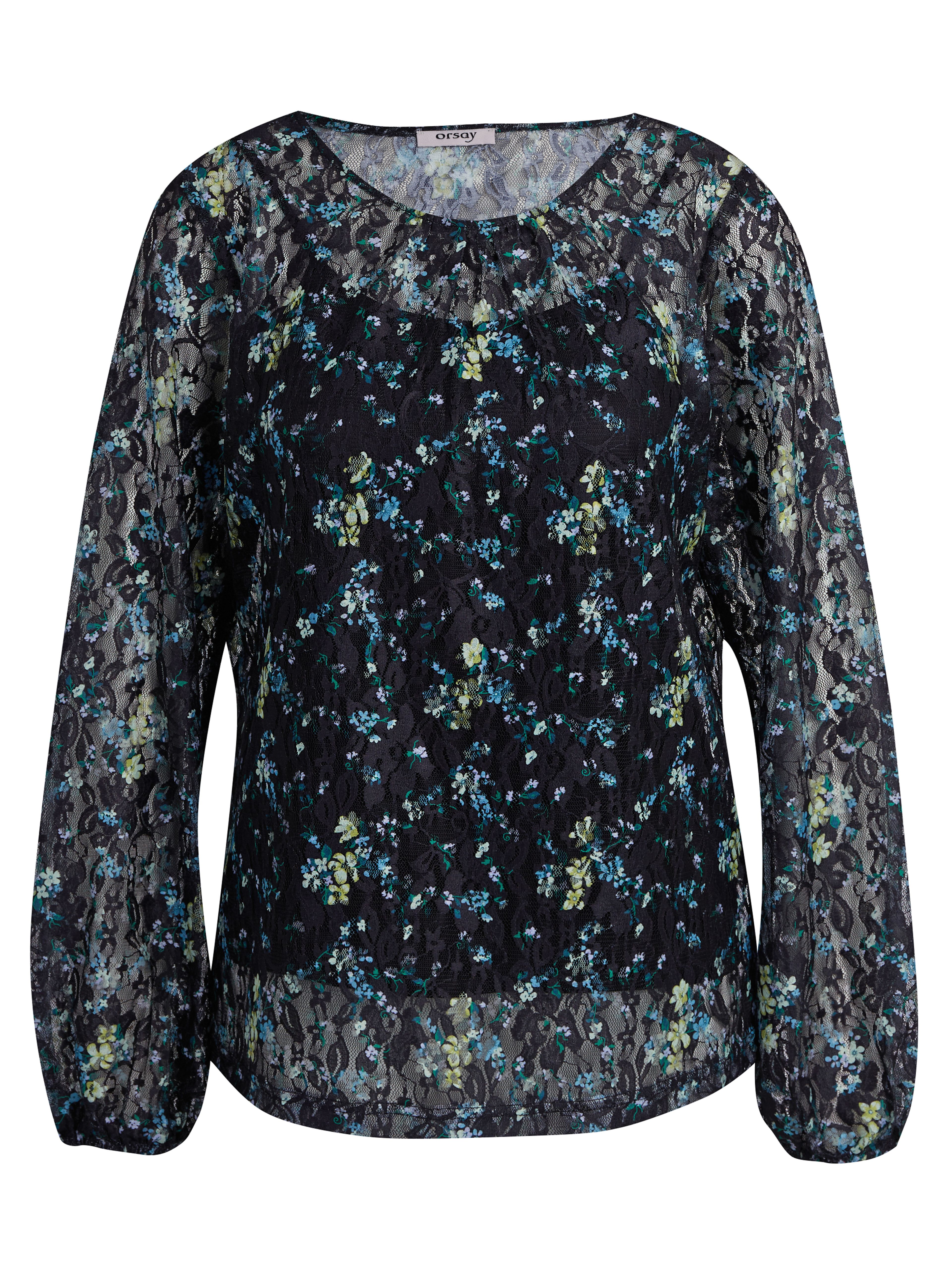 Schwarze Damenbluse mit Blumenmuster ORSAY