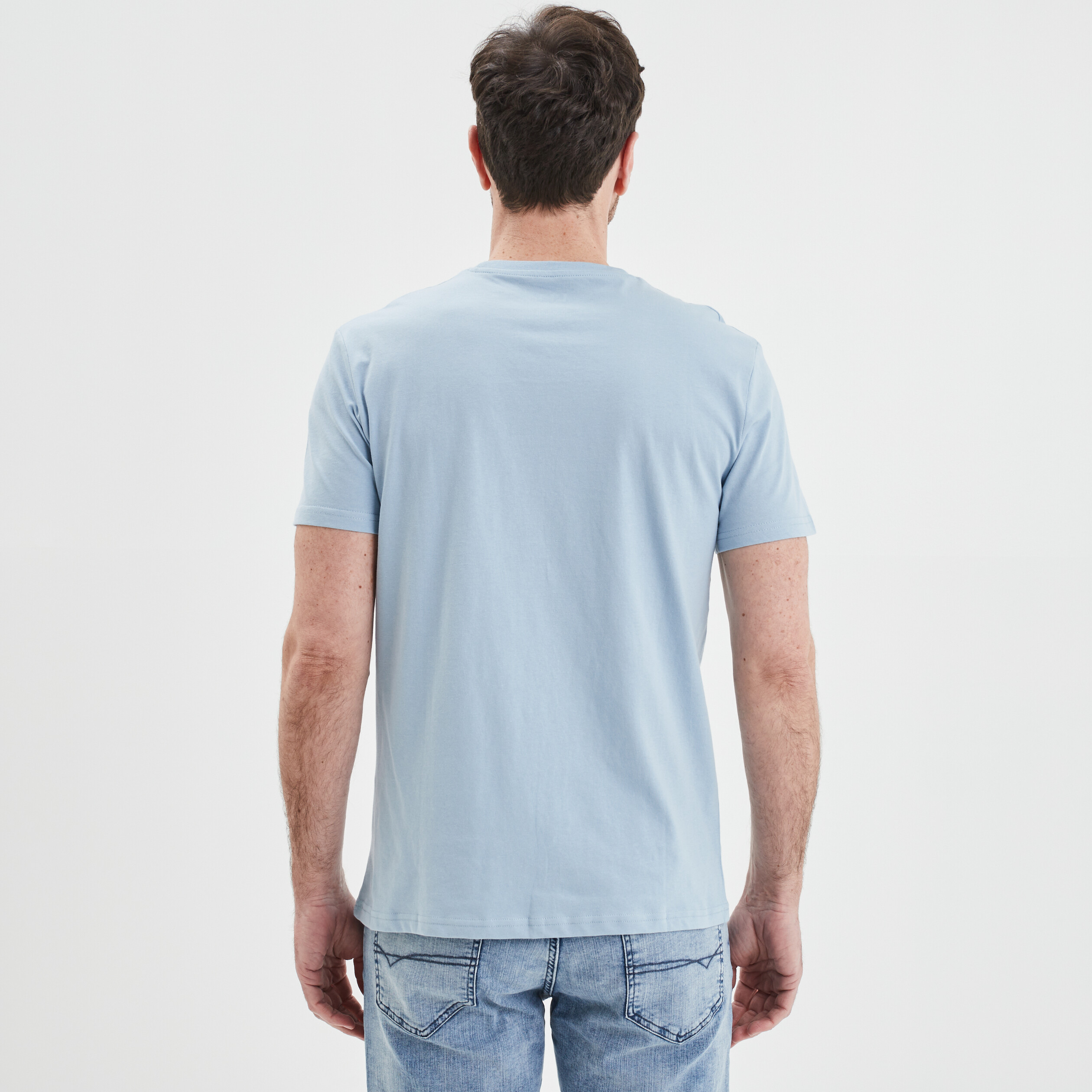 T-shirt manches courtes coton bleu ciel homme | La Halle