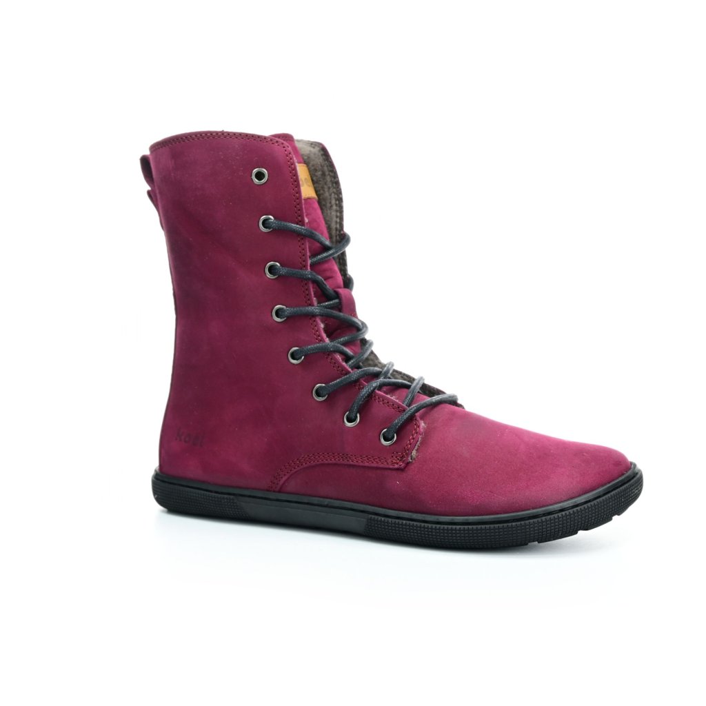 Koel Lady Faro Bordo Lambswool weinrote Winterbarfußschuhe