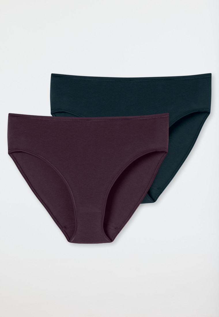 Slips 2er-Pack Organic Cotton dunkelblau/pflaume - 95/5