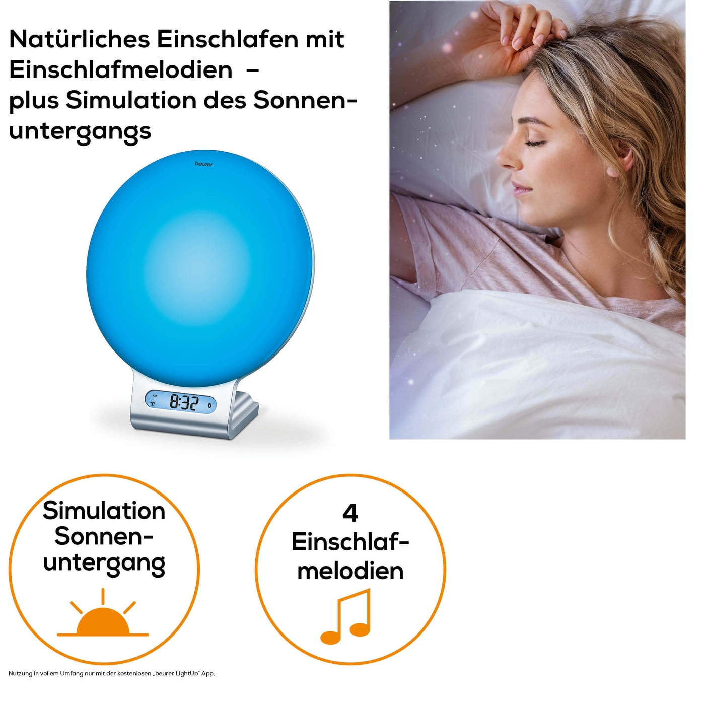 Beurer Lichtwecker WL 75-Sonnenlicht Lichtwecker für natürliches Einschlafen & Aufwachen mit App-Anbindung