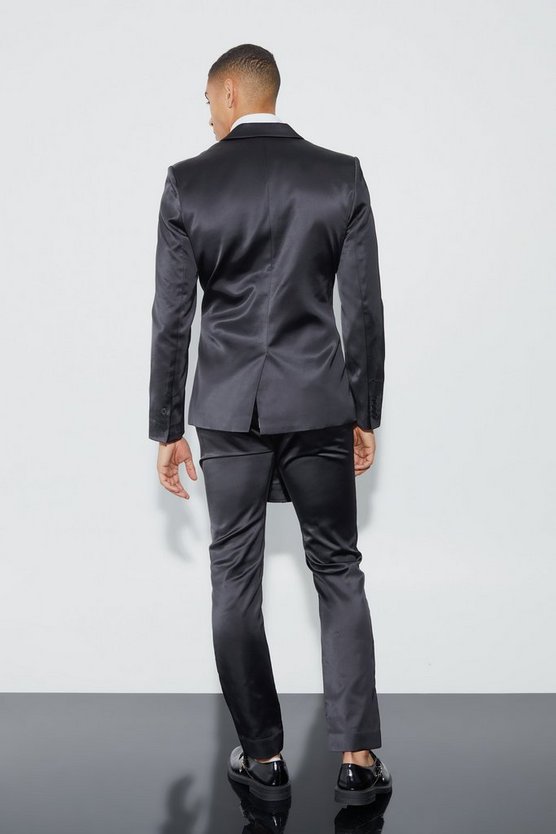 Skinny Satin-Blazer mit geschnürter Taille