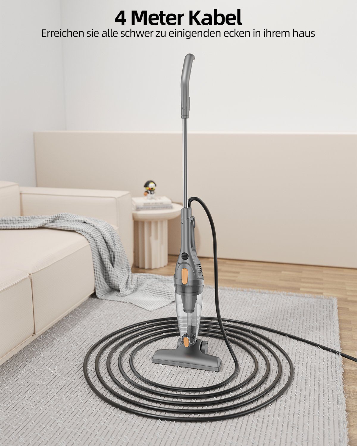 Redkey Stielstaubsauger P5, 400,00 W, Staubsauger mit Kabel, 2 in 1 Stielstaubsauger und Handstaubsauger, für Harte Böden Teppich Auto